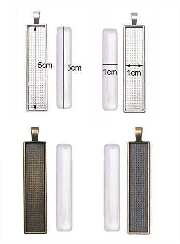 Penta Angel 16Pcs 4 Colors Small Rectangle Bezel Pendant Trays Bezel Setting Trays with 16Pcs Clear  - //coolthings.us