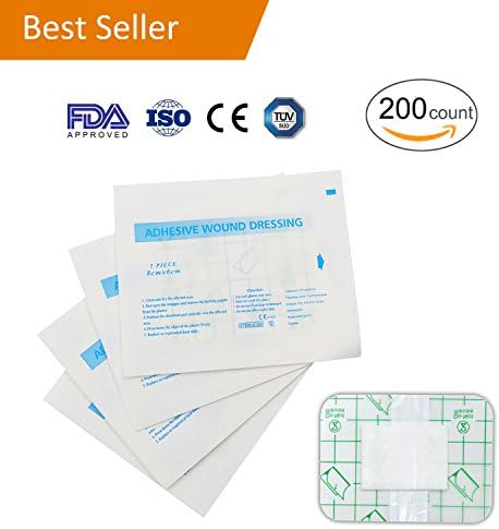 Excellence Medical Waterproof Adhesive Wound Dressing, Transparent Bandages with Highly Absorbent Pad, 2 1/3 X 2 1/7 Inch, 200 Count