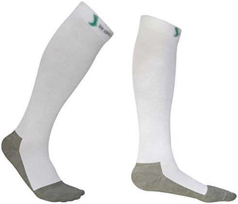 Business Travel Socks - Comfortable 20-30 mmHg Graduated Compression Socks for Men & Women, Cotton/silver Yarn for Antimicrobial and Deodorant (XX-Large, White/silver)
