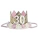 Floral Fall 21st 30th Birthday Princess Golden Crown Headband Adult Cake Smash HG-01 (Rose 30)