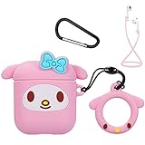 Mulafnxal Compatible with Airpods 1&2 Case,Cute 3D Funny Cartoon Character Silicone Airpod Cover,Kawaii Fun Catalyst Keychain Design Skin,Cases for Girls Kids Teens Boys Air pods (Pink Ring Melody)
