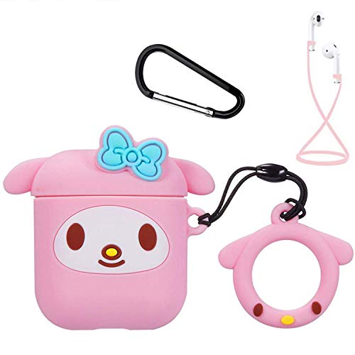 Mulafnxal Compatible with Airpods 1&2 Case,Cute 3D Funny Cartoon Character Silicone Airpod Cover,Kawaii Fun Catalyst Keychain Design Skin,Cases for Girls Kids Teens Boys Air pods (Pink Ring Melody)