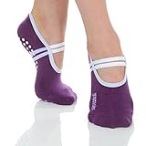 Great Soles Women's Ballet Grip Socks for Barre Pilates Yoga (Violet/White)