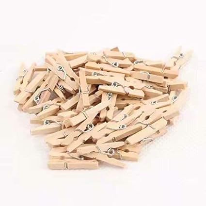 50x Clavijas Pinzas Contactos de Madera Naturales Ropa Foto Papel DIY