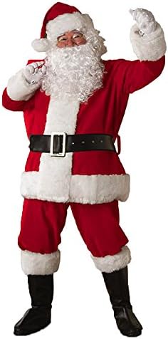 Caopixx Men's Deluxe Santa Suit Christmas Clothes Velvet Adult Santa Claus Costume Party Cosplay Outfits