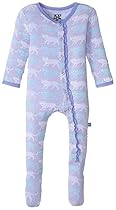 KicKee Pants Baby Girls Print Muffin Ruffle Footie Prd-kpmrf391-lcl, Lilac Leopard, Newborn