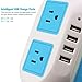 Power Strip Surge Protector,Extension Cord,[2019Upgraded] FGXJKGH,Power Cord,8Outlet4USB Ports Multi Plug Outlet,Surge Protector Long Cord 6.5Ft Wire 2500W Multi Outlet (BILUE+WHITE)
