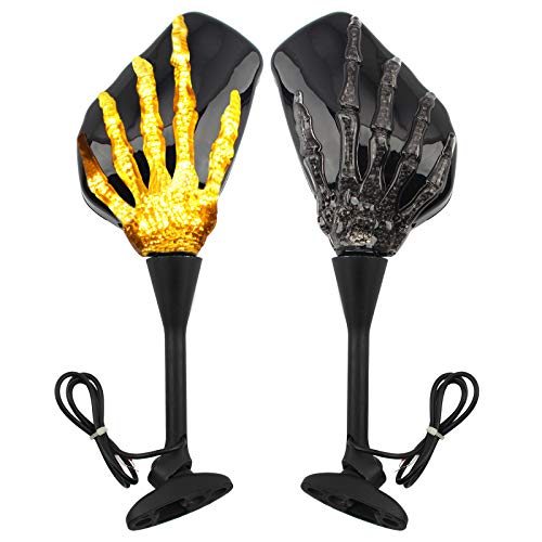 Skull Skeleton Hand Claw LED Motorcycle Mirror Amber Turn Signal Light Side Rearview Mirror For CBR600RR