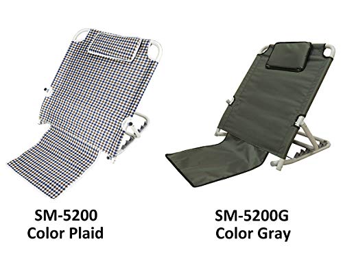 ObboMed® SM-5200 Adjustable Sit-up Back Rest for Orthopedic Neck, Head and Lumbar Support, Polyester, PVC & Chromed Steel Frame, Check, 22.5”*25.6”*19.7”, 1pc