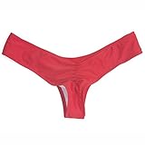 Soly Tech Sexy Beach Swimwear V Cheeky Ruched Semi Thong Brazilian Bikini Bottom