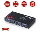 AV Access USB 3.0 Switch 4-Port Sharing Box Selector, 2 Computers Sharing 4 Port Peripheral Switcher KM Adapter Data Hub for Mac Pro/Mini, iMac, Surface, Webcam/Printer/Flash Drives/Mobile HDD
