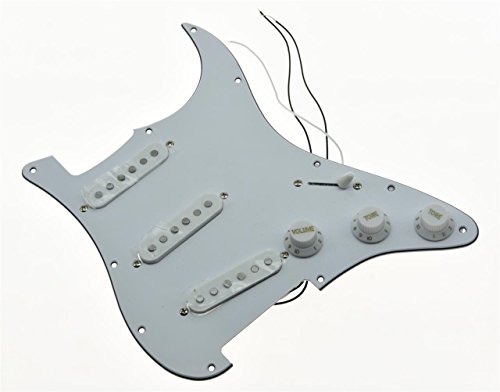 KAISH Loaded Strat Pickguard Pre-wired ST SSS Pickguard with Alnico Pickups White 3 Ply