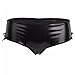 YiZYiF Women's Lace-up Crotchless Panties Faux Leather Brief Underwear Black XX-Large