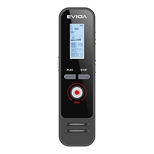 Voice Recorder,8GB 580 Hours Digital Voice Activated Recorder,Clear Sound Recorder,Double Microphones Dictaphone- Super Slim Metal Casting Audio Recorder by EVIDA