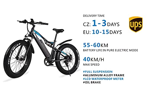 VOZCVOX Electric Bike,Electric Mountain Bike With 26" Fat Tire,Ebike with 48V 17AH Removable Lito-Battery,LCD Waterproof Display,Full Suspension,Shimano 7 Speed - Image 4