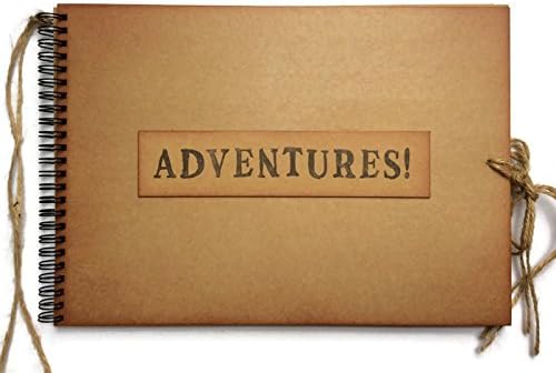 A4 Adventures Rustic Kraft Scrapbook, Recycled Kraft Board Covers and Cream Card Pages, Travel Journal, Retirement Leaving Memory Book Gift