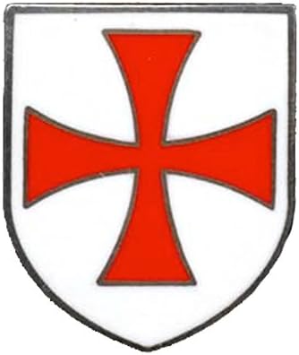 CHRISTIAN ARMY CRUSADER KNIGHTS ORDER TEMPLAR RED CROSS WHITE SHIELD LAPEL PIN