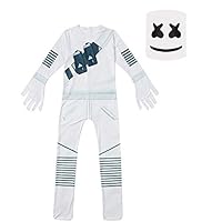 Kids Bodysuit with Mask Music DJ Mask Party Cosplay Costume Boys Girls Playsuit (Type a, Medium/120-130cm)