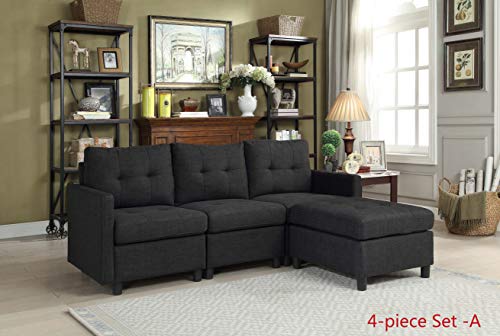 DAZONE Corner Sectional Sofa Chair with Cushions (Charcoal, 31" L x 31" W x 33.5" H / 42 Lbs)
