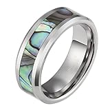Tungsten Abalone Shell Inlay Couple Ring Set