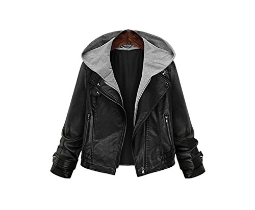 YINHAN Women's Plus Size Winter PU Coat Faux Leather Jacket Black 5XL YINHAN Women's Plus Size Winter PU Coat Faux Leather Jacket Black 5XL