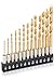 Tooluxe 10171L 1/4” Hex Shank Titanium Drill Bit Set | 13 Piece | Quick Change | High Speed Steel Construction | Titanium Nitride Coating