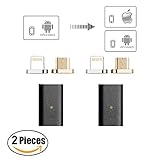 NetDot 2 Pack 3rd Generation Micro USB to Magnetic Micro USB & Lightning Adapter for iPhone & Android Device (2 in 1 adapter/2 pack black)