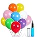 12 Inch Assorted Colors Latex Balloons with Crimped Curling Ribbon and Double Action Air Pump (144 Pcs) Birthday /Party/Events balloons …