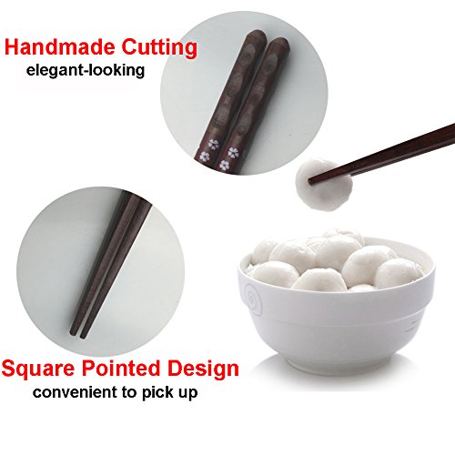 Youmi Japanese Natural Wood Chopstick Set Reusable Classic Style Chopsticks 5 Pairs Gift Set - Thumbnail 2