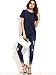 Romwe Women's Loose Short Sleeve Round Neck Solid Summer T-Shirt Tops Blouse Navy XS