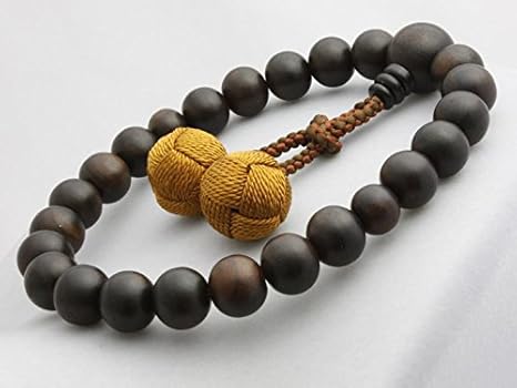 Amazon 男性用念珠 数珠 縞黒檀 共仕立 22珠 正絹かがり梵天房 蒲色 M 023 男性 数珠 念珠 高級数珠 本格数珠 数珠 オンライン通販