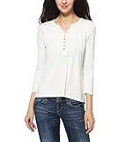Women's V-neck 3/4 Sleeve Organic Bamboo T-shirt Henley Top