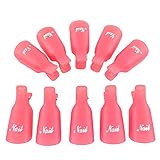 10PC Plastic Acrylic Nail Art Soak Off Cap Clip UV Gel Polish Remover Wrap Tool Rose Red