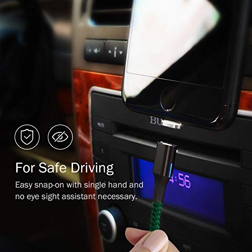 Digital Ant Gen-X Micro USB + USB-C/Type-C + i-Product 3 Tips in 1 Nylon Braided Magnetic Charging Cable, Support 3.0A Fast Charging & Data Transfer (Green 3-Pack, 5 Feet)