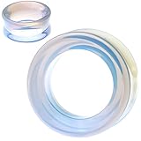 SoScene Hollow Tunnels Opalite Organic Stone Ear Plugs Gauges Sold in Pairs (19MM-3/4 INCH)