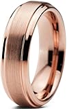 Charming Jewelers Tungsten Wedding Band Ring 6mm Men Women Comfort Fit 18k Yellow Rose Gold Grey Black Step Bevel Edge Brushed Polished