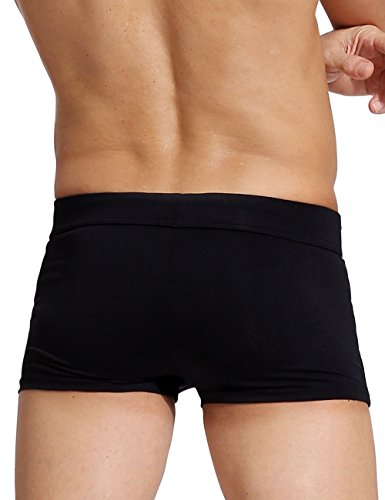 Godsen Mens Low Rise Sexy Swimwear Trunk Boxer Brief Swimsuit BLACK medium