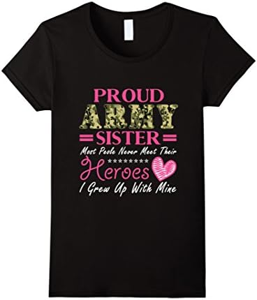 Women's Proud Army Sister T-shirt sister shirt funny Small Black