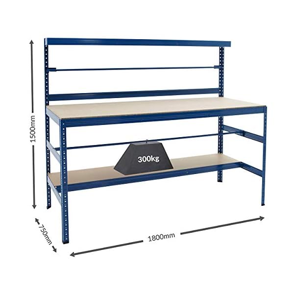 Verpackungsstation | Packtisch | Tragkraft 300 kg | HxBxT 1500 x 1800 x 750 mm | Unkomplizierte Steckmontage | Werktisch… – Bild 4
