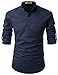 NEARKIN (NKNKN350 Beloved Men Henley Neck Long Sleeve Daily Look Linen Shirts Navy US M(Tag Size M)