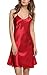 Avidlove Women's Nightshirts Satin Chemises Slip Sleepwear,Dark Red (FBA),Medium