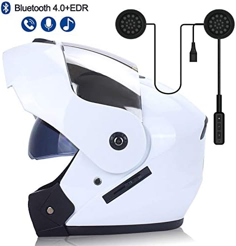 Oeyal Motorcycle Street Bike Modular/Flip up Dual Visor/Sun Shield Full Face Helmet w/Bluetooth Headset