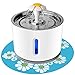 Lmlly Pet Fountain Stainless Steel, 2.4L Automatic Cat Water Fountain Dog Water Dispenser with LED Indicator & 1 Silicone Mat for Cats Dogs, Auto Power-Off, Multiple Pets (with Flower)