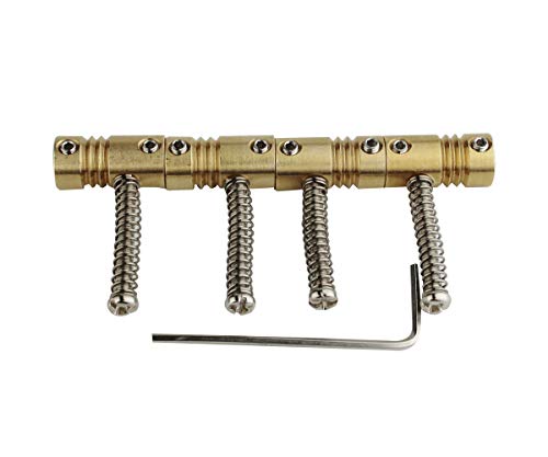 Guyker Bass Bridge Saddles (4 Pcs) - String Pitch 19mm Brass Compensated Saddles Set with Wrench Highgrade Replacement Part for Electric Bass - Thumbnail 5