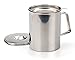 RSVPInternational Endurance Stainless Steel Fryer's Friend Pot Can, 6 Cup | For Cooking Oil, Fats, Olive Oils, Coconut Oil & More | Includes Mesh Strainer | Grease Storage|Dishwasher Safe
