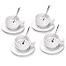 Porcelain Espresso Cups and Saucers, 2.5 Ounce Stackable Ceramic Espresso Mugs, Demitasse Cups Set with Mini Teaspoons Designed for Espresso Lovers Daily Use, 12 Pcs