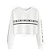 PHOTNO Hedging Blouse Women Long Sleeve letters printed sweatshirt jumper pullover sweater crop top