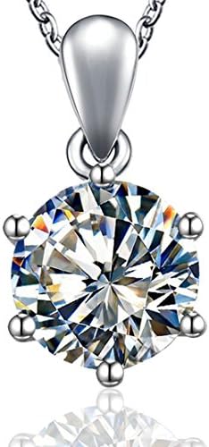 Kigmay Jewelry 925 Sterling Silver Round Cut Clear Cubic Zirconia CZ Solitaire Pendant Necklace for Women, 16"