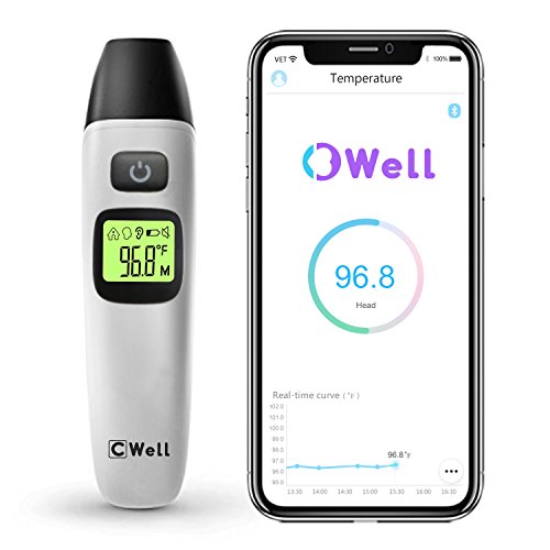 Smart Digital Ear & Forehead Thermometer, Bluetooth APP for New 2018 Model for Baby kids Infant Adults Pet, Dual Mode Accurate Infrared Medical Temperature Reader Quick Fever Notify, CE & FDA Approved