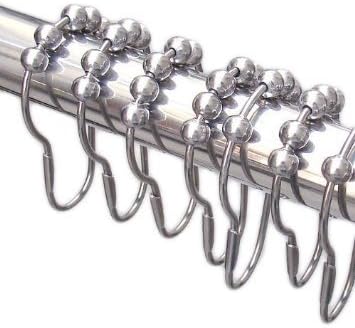 Jinsen Glide Shower Ring,Brushed Nicke,Shower Curtain Hooks and Rings with 100% Stainless Steel.Set of 12 Rings